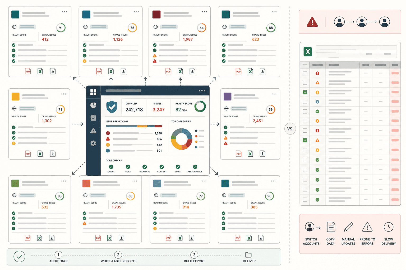 White Label Reporting and Bulk Auditing Comparison - Mygomseo